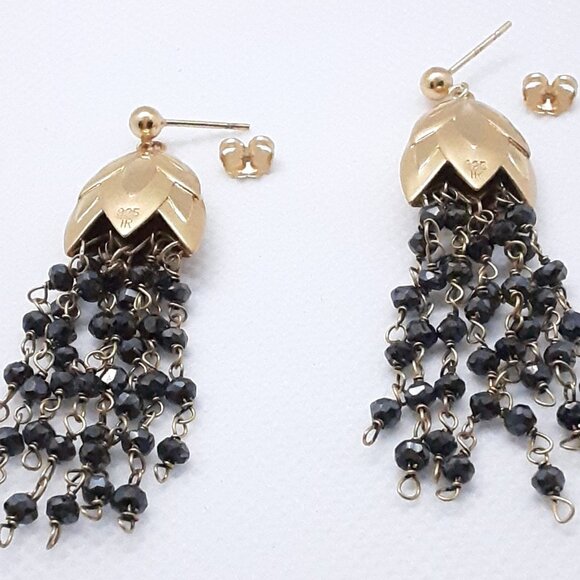 Designer Rebecca Hook yellow vermeil leaf chain post earrings - Picture 13 of 15